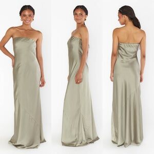 Show Me Your Mumu Taylor Tube Maxi Dress in Moss Green Size Medium